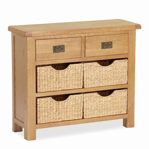 Sailsbury Solid Oak Small 4 Basket Drawer Sideboard - The Furniture Mega Store 