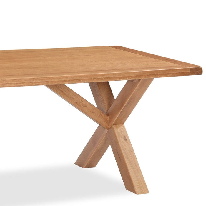 Sailsbury Solid Oak Cross Leg Dining Table - 190cm - The Furniture Mega Store 