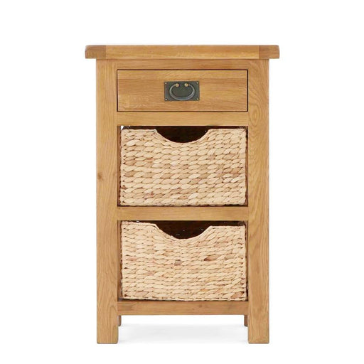 Sailsbury Solid Oak Telephone Table With 2 Basket Drawers - The Furniture Mega Store 