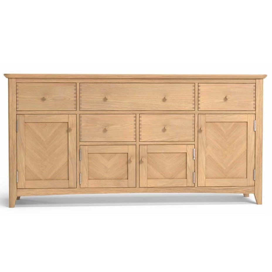 Grand Parquet Oak Extra Large 4 Door 5 Drawer Sideboard - The Furniture Mega Store 