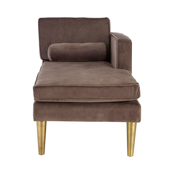 Grey Velvet - Gold Legs Left Arm Chaise Longue - The Furniture Mega Store 