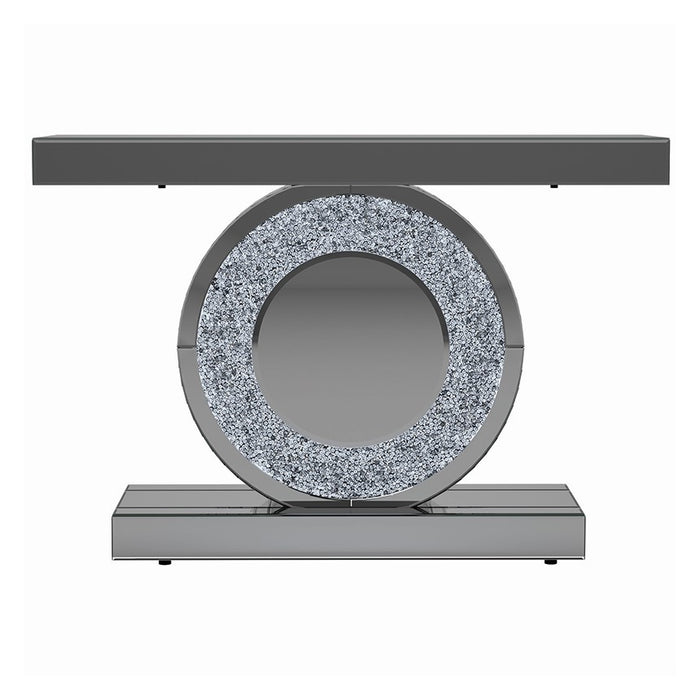 Large Crushed Diamond Mirrored LED Sparkle Console Table - The Furniture Mega Store 