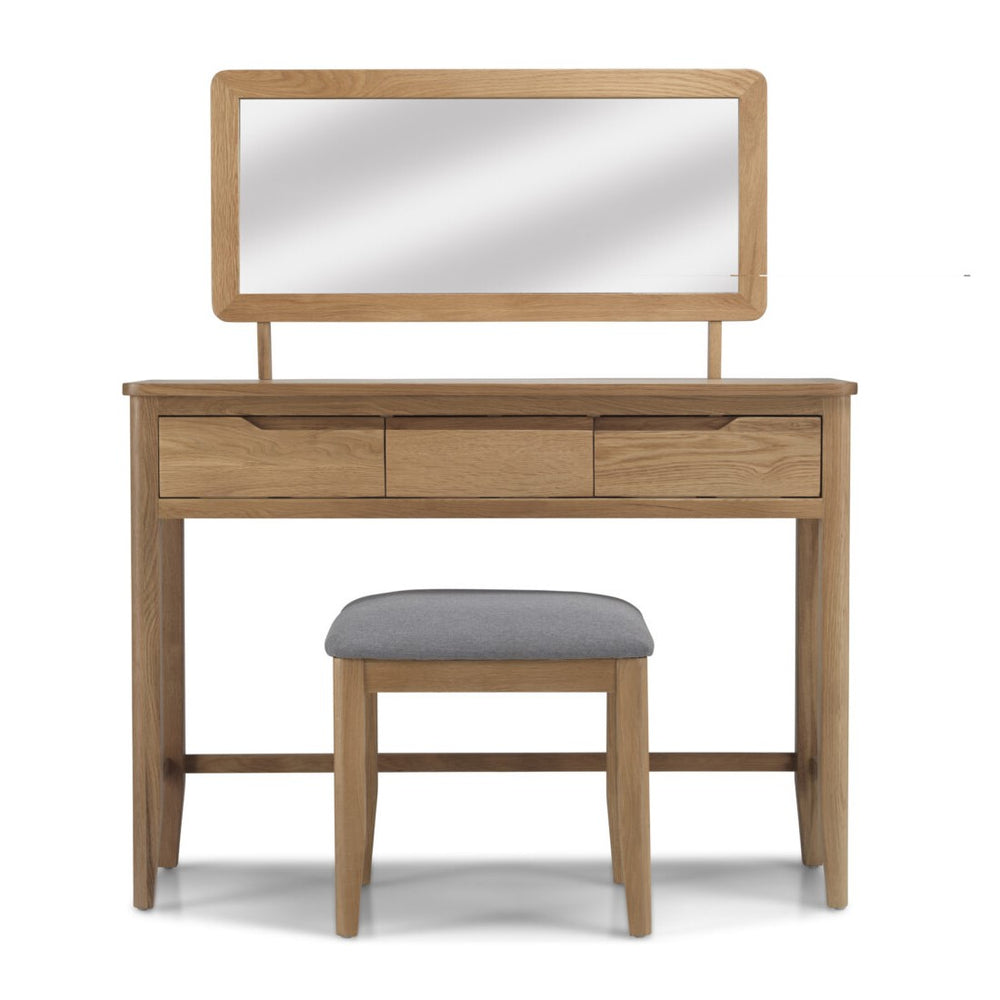 Harkuta Solid Oak Dressing Table  - Dressing Table, Stool & Mirror - The Furniture Mega Store 