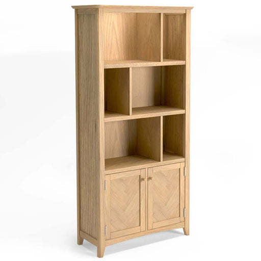 Grand Parquet Oak Large Multi Display Bookcase - The Furniture Mega Store 