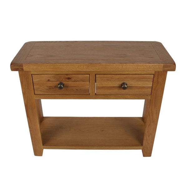 Torino Country Solid Oak 2 Drawer Console Table - The Furniture Mega Store 