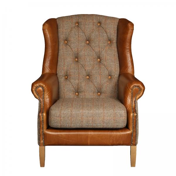 Leather and tweed on sale wingback chair