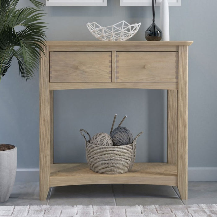 Grand Parquet Oak 2 Drawer Console Table - The Furniture Mega Store 