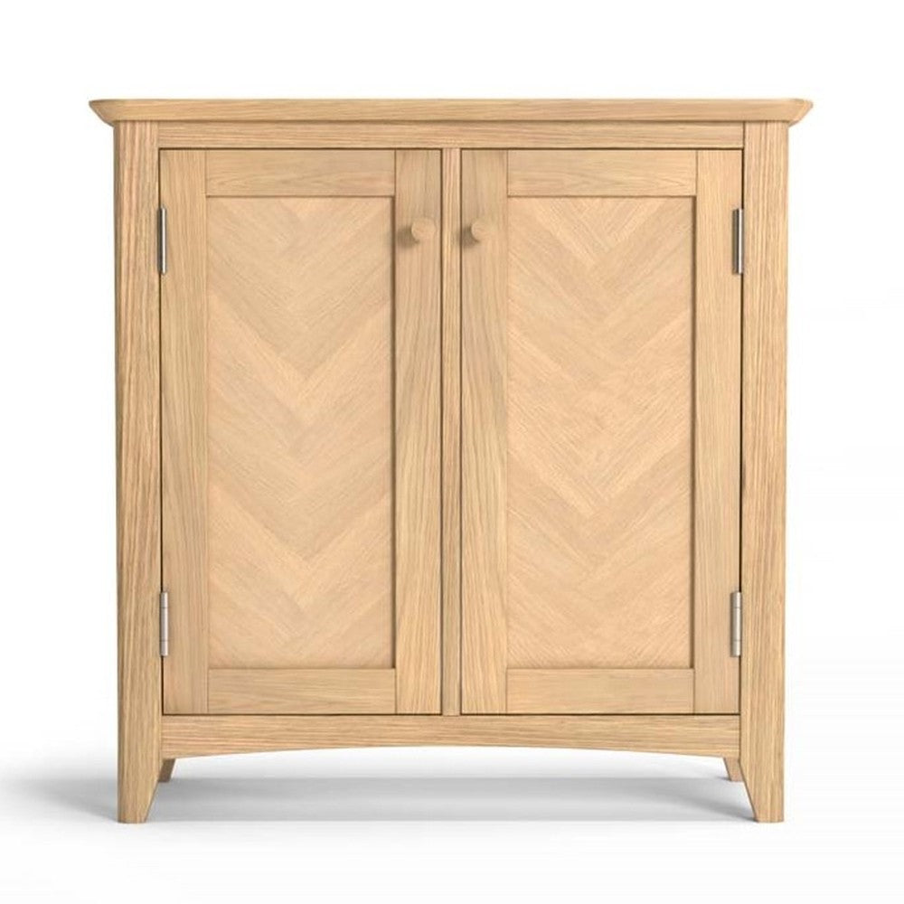 Grand Parquet Oak 2 Door Hallway Storage Cabinet - The Furniture Mega Store 