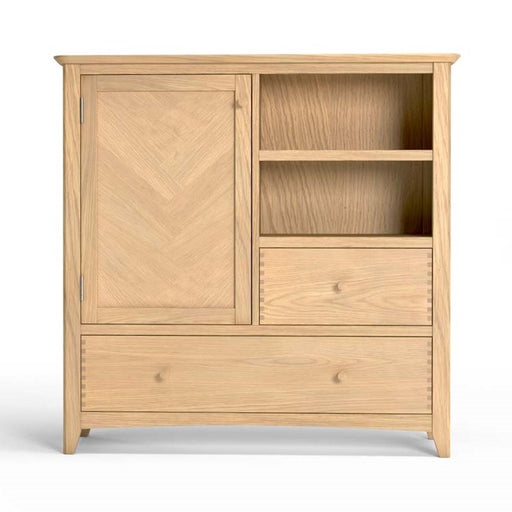 Grand Parquet Oak Large Drinks Cabinet / Sideboard - The Furniture Mega Store 