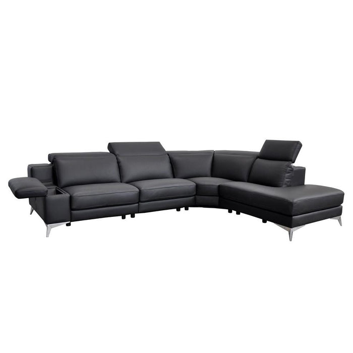 Black italian leather sectional deals