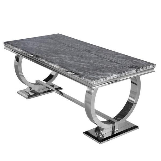 Chelsea Marble & Polished Steel Dining Table - Choice Of Sizes & Colours - The Furniture Mega Store 