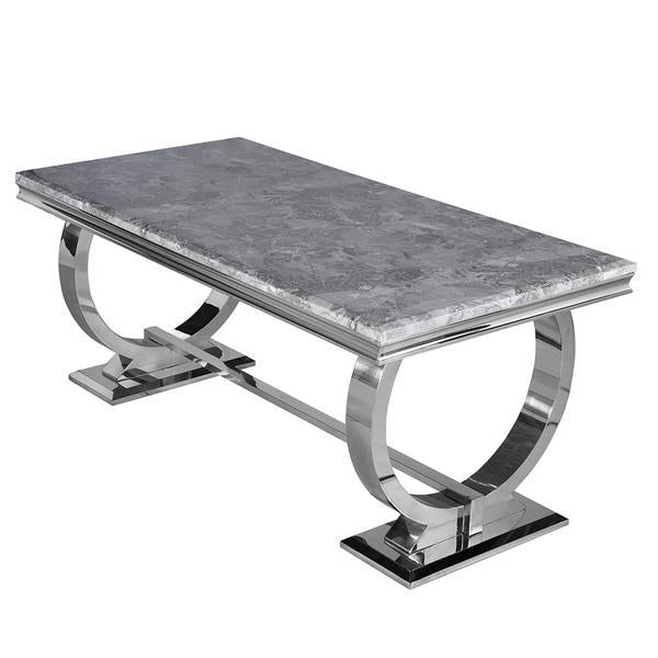 Chelsea Marble & Polished Steel Dining Table - Choice Of Sizes & Colours - The Furniture Mega Store 