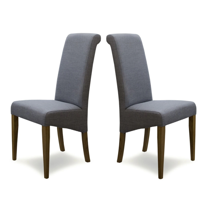 Florence Dining Chairs { Pair } - Grey - The Furniture Mega Store 