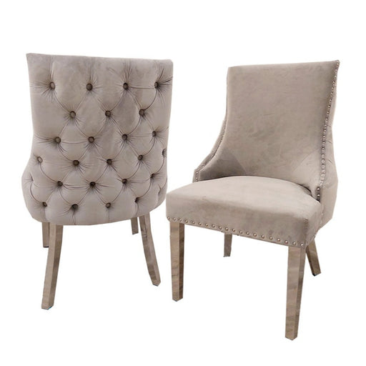 Kensington Tufted Light Grey Velvet Dining Chairs - Set Of 2 - The Furniture Mega Store 