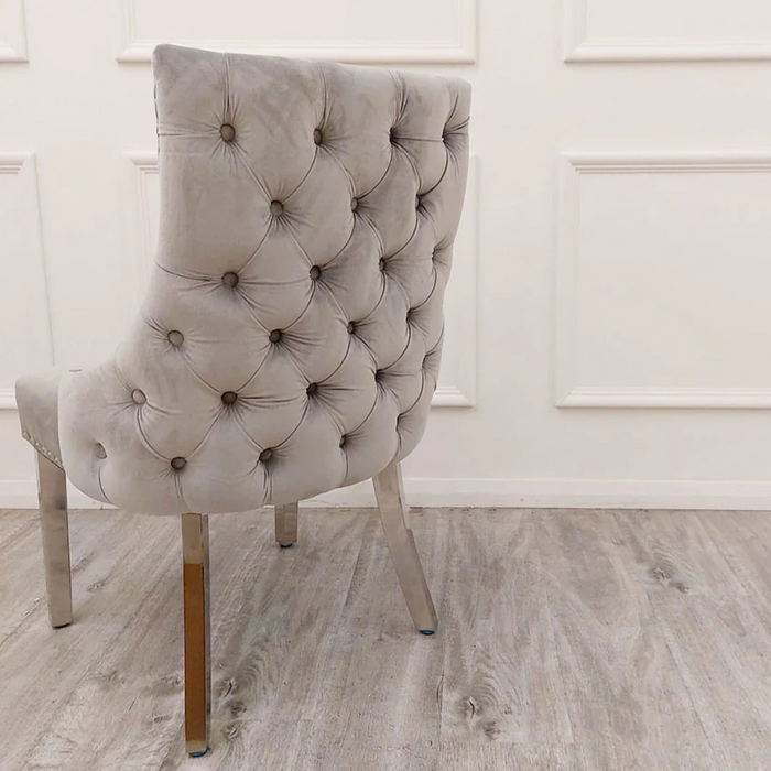 Kensington Tufted Light Grey Velvet Dining Chairs - Set Of 2 - The Furniture Mega Store 