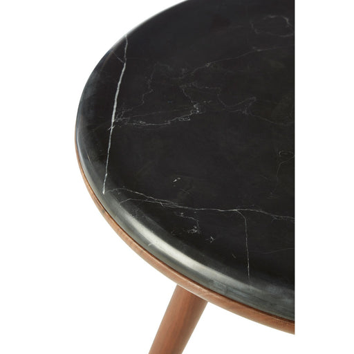 Kenso Walnut Round Marble Top End Table - The Furniture Mega Store 
