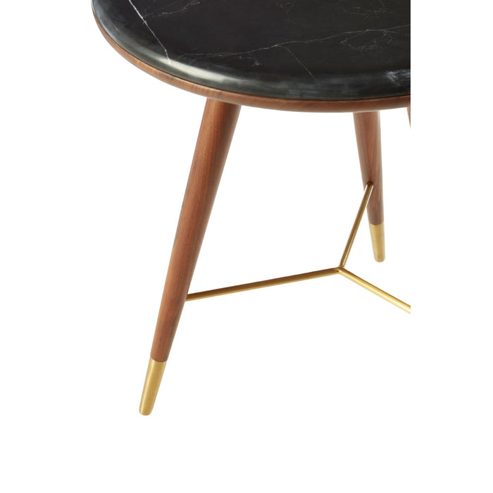 Kenso Walnut Round Marble Top End Table - The Furniture Mega Store 