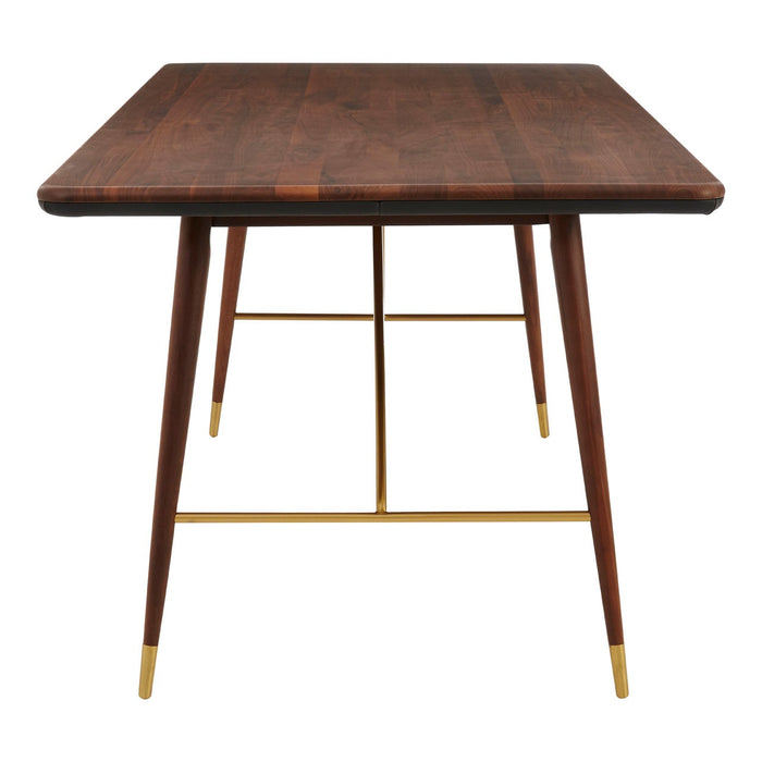 Kenso Walnut Wood & Brass Finish Dining Table - The Furniture Mega Store 