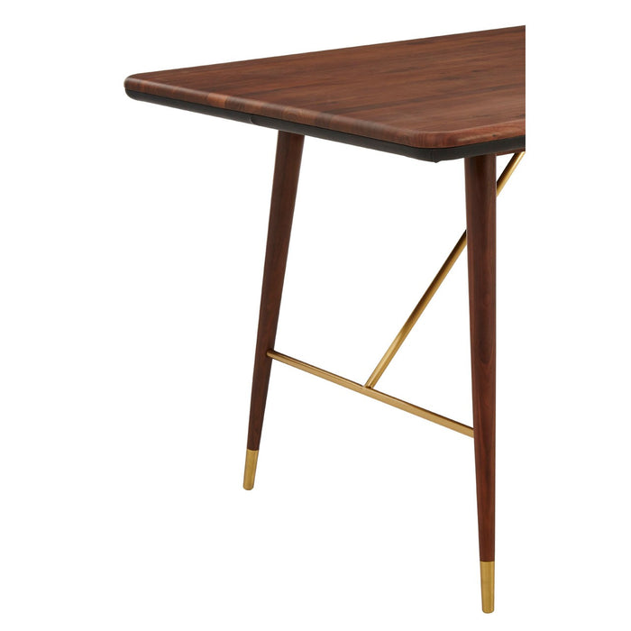 Kenso Walnut Wood & Brass Finish Dining Table - The Furniture Mega Store 
