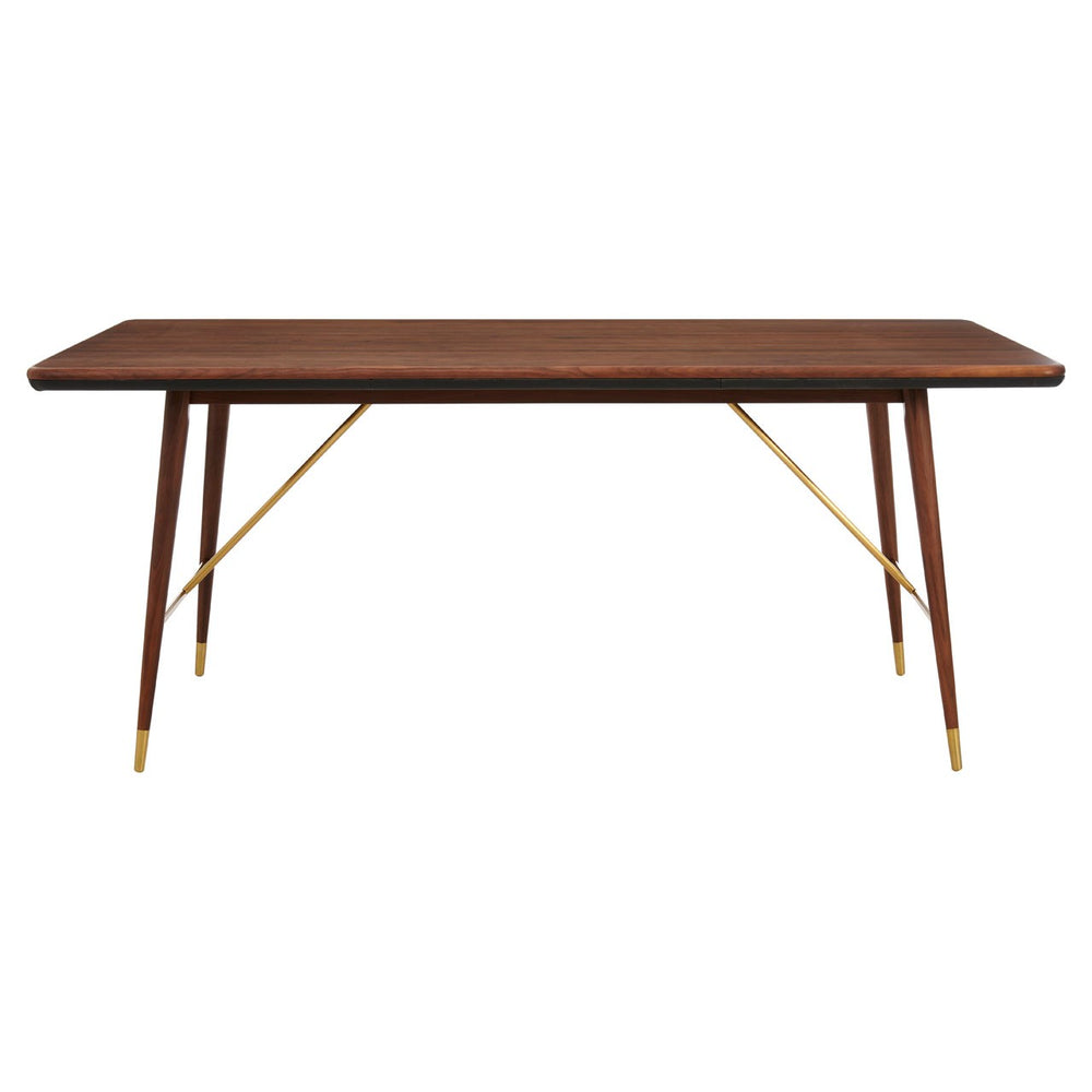 Kenso Walnut Wood & Brass Finish Dining Table - The Furniture Mega Store 