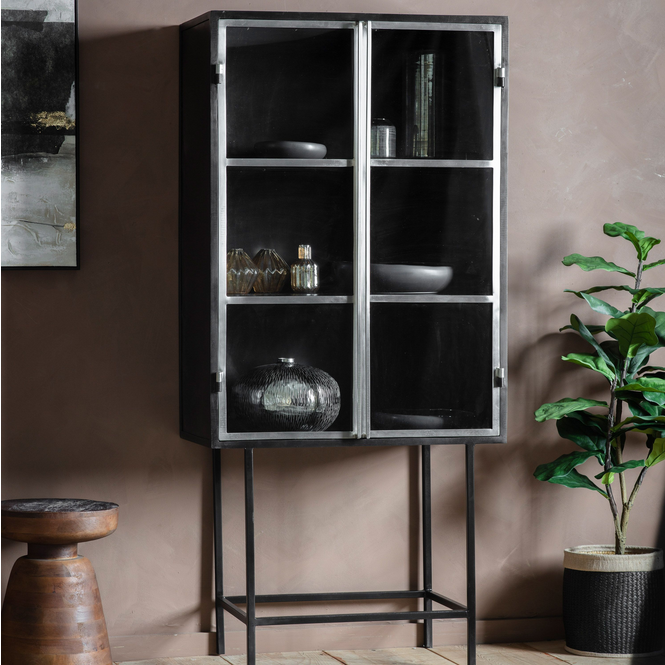 Kilkenny Black & Silver Drinks Cabinet - The Furniture Mega Store 