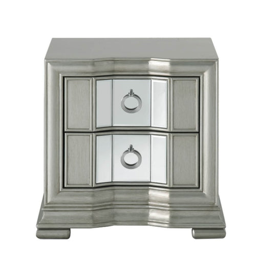 Lucca Grey Mirrored 2 Drawer Bedside Cabinet - The Furniture Mega Store