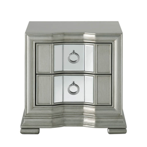 Lucca Grey Mirrored 2 Drawer Bedside Cabinet - The Furniture Mega Store 