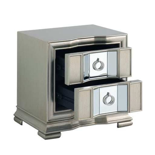 Lucca Grey Mirrored 2 Drawer Bedside Cabinet - The Furniture Mega Store