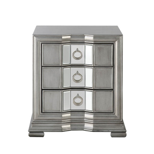 Lucca Grey Mirrored 3 Drawer Bedside Cabinet - The Furniture Mega Store