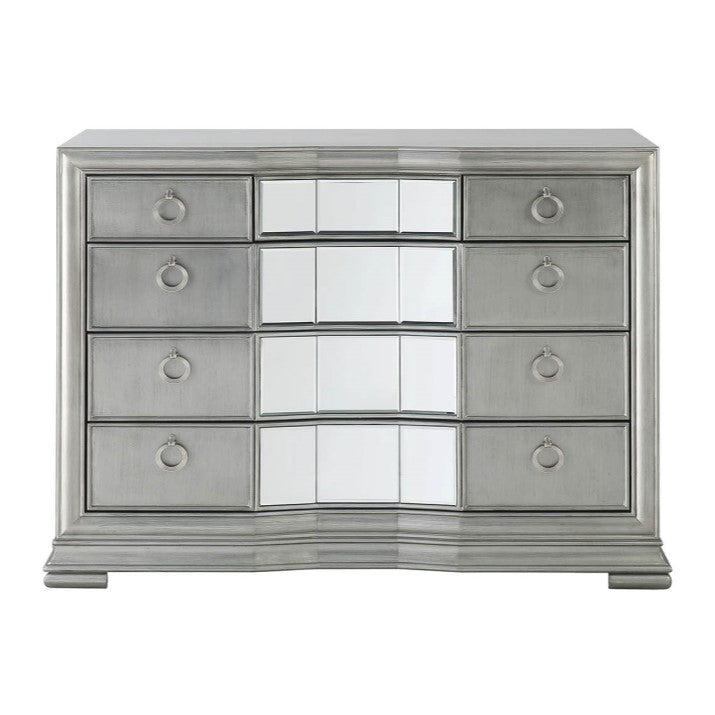 Lucca Grey Mirrored 5 Drawer Chest - The Furniture Mega Store 