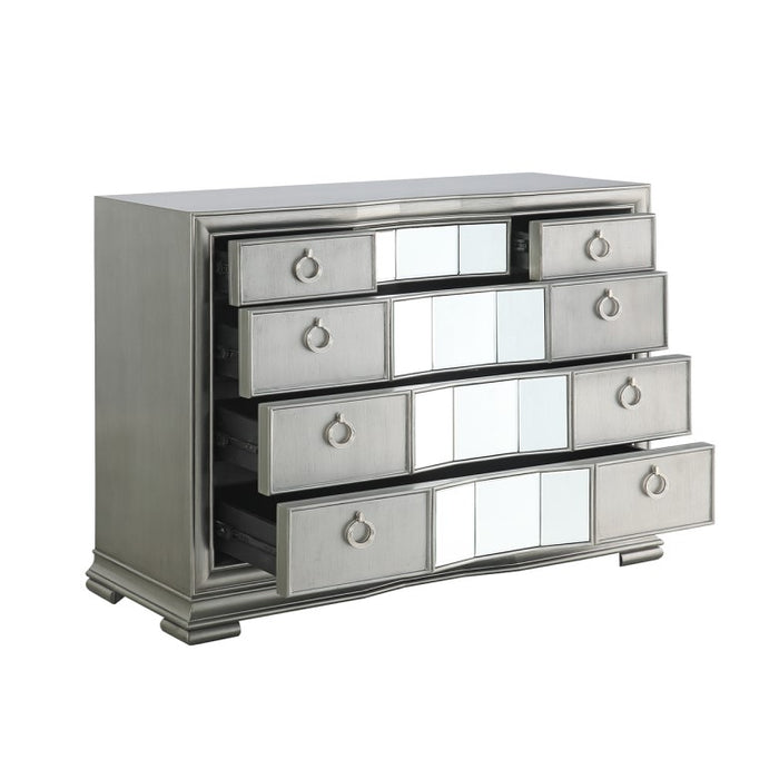 Lucca Grey Mirrored 5 Drawer Chest - The Furniture Mega Store 