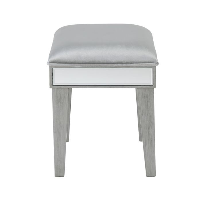 Lucca Grey Mirrored Velvet Dressing Table Stool The Furniture