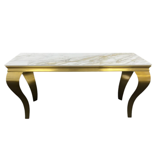 Louis Kata Gold Ceramic Top & Gold Leg Console Table - 120cm - The Furniture Mega Store 