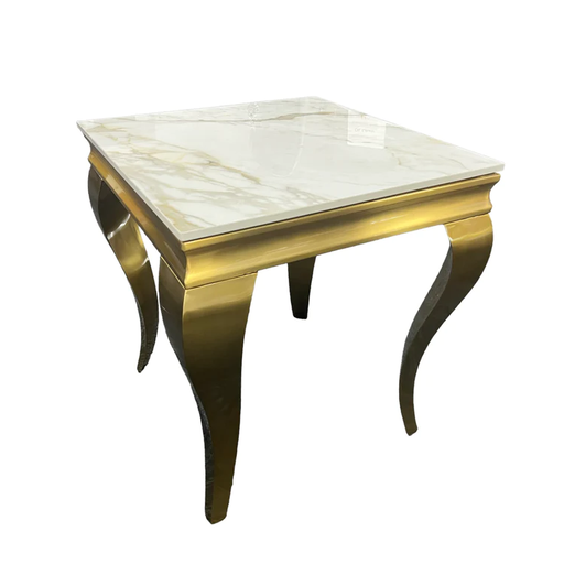 Louis Kata Gold Ceramic Top & Gold Leg Lamp Table - The Furniture Mega Store 