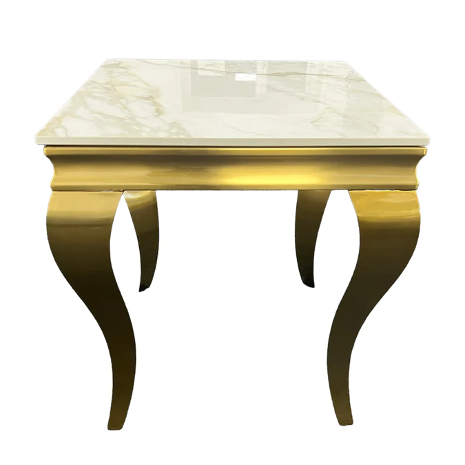 Louis Kata Gold Ceramic Top & Gold Leg Lamp Table - The Furniture Mega Store 