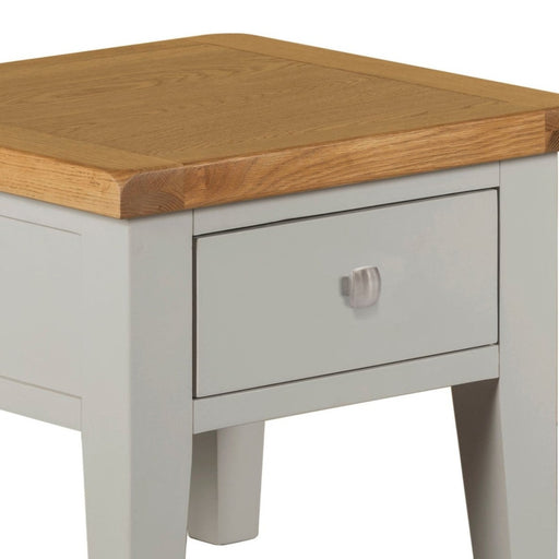 Chester Dove Grey & Solid Oak 1 Drawer Side Table - The Furniture Mega Store 