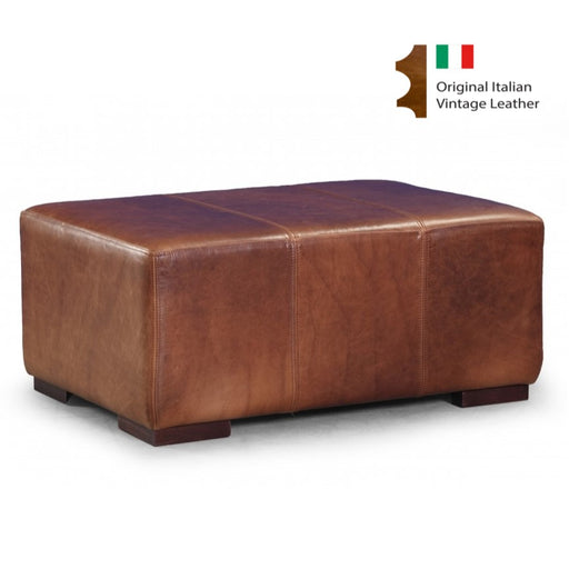 Vintage Leather Rectangular Footstool - Choice Of Leathers & Feet - The Furniture Mega Store 