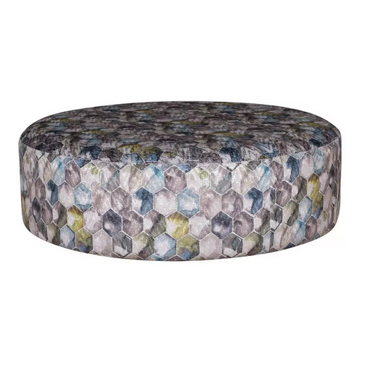 Beehive Pastel Fabric Large Round Accent Footstool - The Furniture Mega Store 
