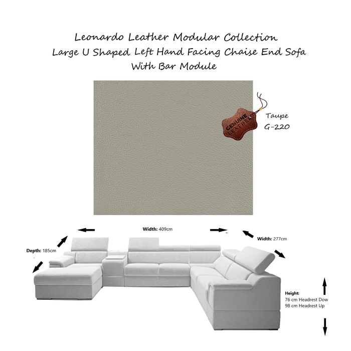 Leonardo Modular Sofa Collection - Choice Of Aqua Clean Fabric or 100% Genuine Leather Upholstery - The Furniture Mega Store 