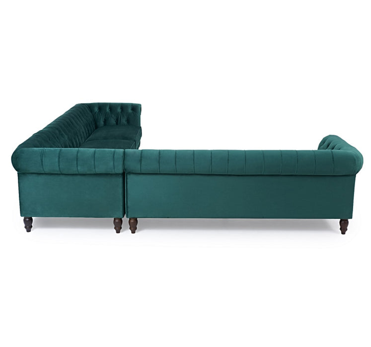 Classic Chesterfield Plush Velvet Large Corner Sofa - Choice Of Colours - The Furniture Mega Store 