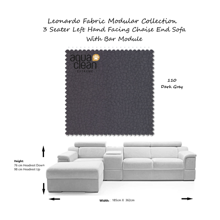 Leonardo Modular Sofa Collection - Choice Of Aqua Clean Fabric or 100% Genuine Leather Upholstery - The Furniture Mega Store 