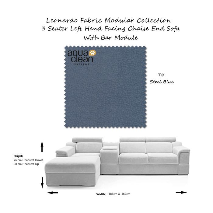 Leonardo Modular Sofa Collection - Choice Of Aqua Clean Fabric or 100% Genuine Leather Upholstery - The Furniture Mega Store 