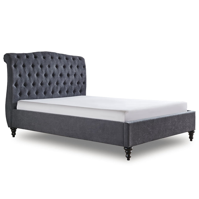 Rosa Dark Grey 4'6 Double Bed - The Furniture Mega Store 