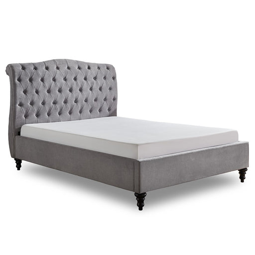 Rosa Light Grey 4'6 Double Bed - The Furniture Mega Store 