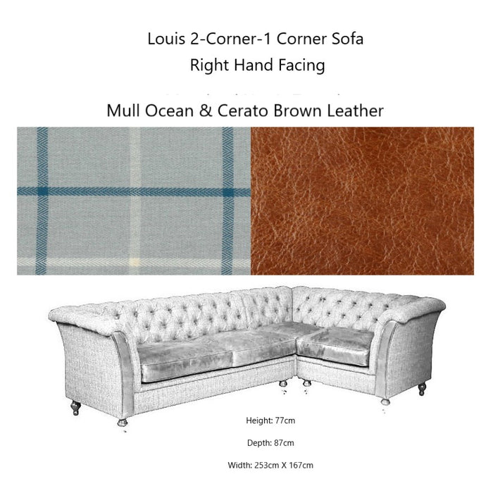 Louis Heritage Corner Chesterfield Sofa Collection - Choice Of Size, Upholstery & Feet - The Furniture Mega Store 