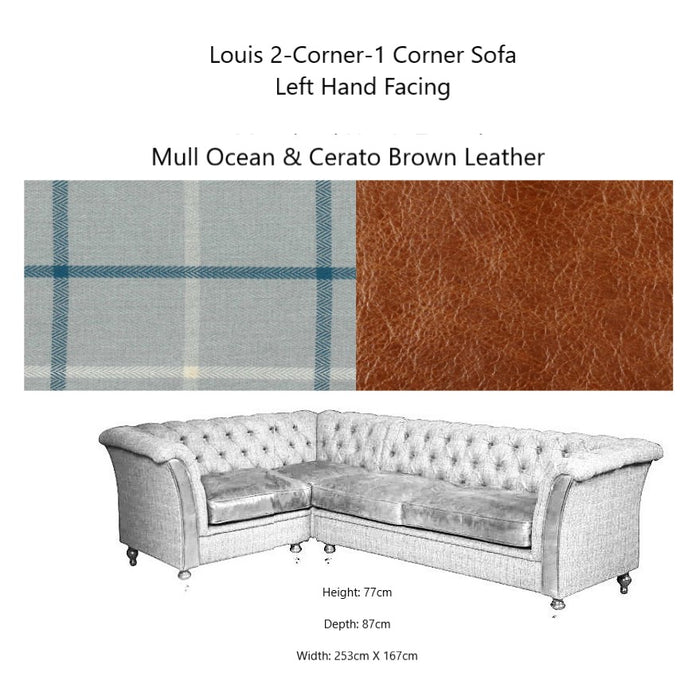 Louis Heritage Corner Chesterfield Sofa Collection - Choice Of Size, Upholstery & Feet - The Furniture Mega Store 