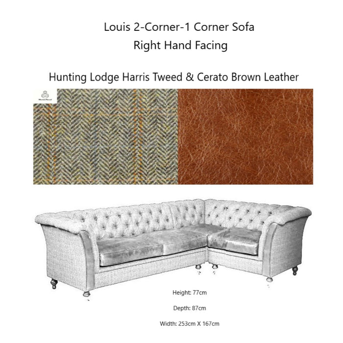 Louis Heritage Corner Chesterfield Sofa Collection - Choice Of Size, Upholstery & Feet - The Furniture Mega Store 