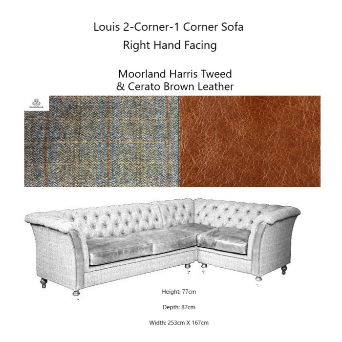 Louis Heritage Corner Chesterfield Sofa Collection - Choice Of Size, Upholstery & Feet - The Furniture Mega Store 