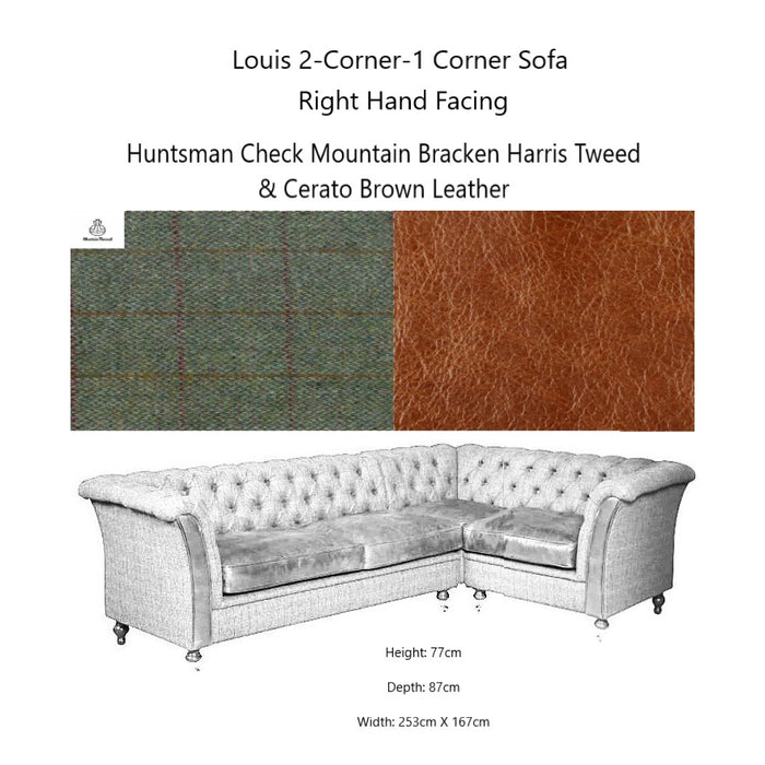 Louis Heritage Corner Chesterfield Sofa Collection - Choice Of Size, Upholstery & Feet - The Furniture Mega Store 