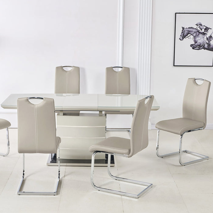 Mabel Cappuccino Extendable Dining Table & 6 Mabel Cappuccino Dining Chairs Set - The Furniture Mega Store 